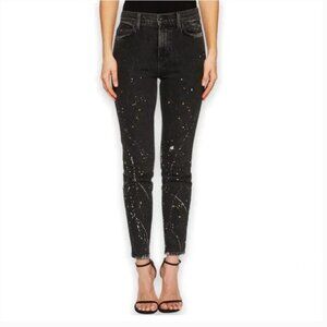 Baldwin Karlie High Rise Cropped Skinny Jeans Black Splatter Size 29
